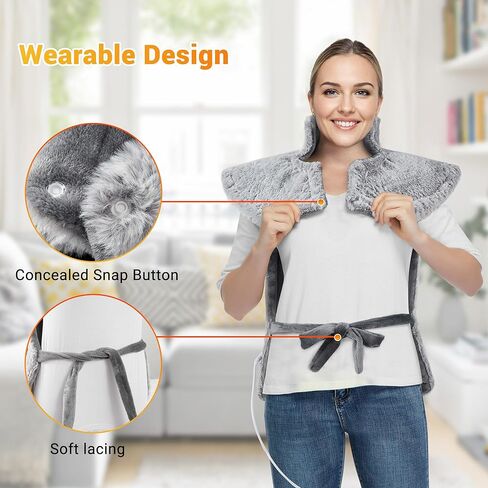 Massaging Heating Pad for Neck and Shoulders and Back, Fathers Day Men Gifts, 24" x 35" Large Electric Heating Pad with 2 Heat Levels, 4 Massage Settings, Auto Shut-Off, 2 Massage Motors,Grey in Saudi Arabia