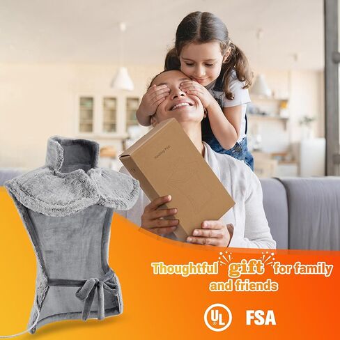 Massaging Heating Pad for Neck and Shoulders and Back, Fathers Day Men Gifts, 24" x 35" Large Electric Heating Pad with 2 Heat Levels, 4 Massage Settings, Auto Shut-Off, 2 Massage Motors,Grey in Saudi Arabia