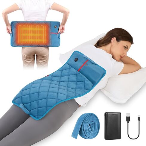 Vofuoti Portable Heating Pad, Cordless Weighted Heating Pads with Battery and 3 Heat Settings, Electric Heated Pad for for Back, Abdomen, Neck & Shoulder, Women Men, 12" x 24" in Saudi Arabia