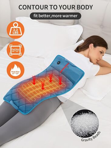 Vofuoti Portable Heating Pad, Cordless Weighted Heating Pads with Battery and 3 Heat Settings, Electric Heated Pad for for Back, Abdomen, Neck & Shoulder, Women Men, 12" x 24" in Saudi Arabia
