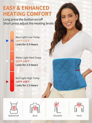 Vofuoti Portable Heating Pad, Cordless Weighted Heating Pads with Battery and 3 Heat Settings, Electric Heated Pad for for Back, Abdomen, Neck & Shoulder, Women Men, 12" x 24" in Saudi Arabia