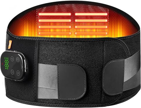 Cordless Heating Pad for Back with Massager, APP Control Portable Lower Back Massage Rechargeable with 7 Heat 7 Vibration, Heat Pad for Back Pain Relief, Gifts for Women Men Mom Dad in Saudi Arabia