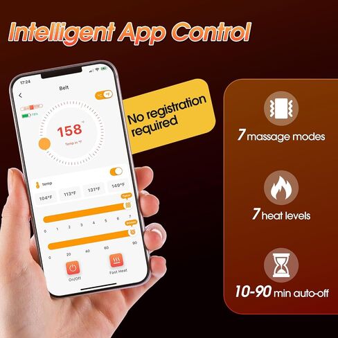 Cordless Heating Pad for Back with Massager, APP Control Portable Lower Back Massage Rechargeable with 7 Heat 7 Vibration, Heat Pad for Back Pain Relief, Gifts for Women Men Mom Dad in Saudi Arabia