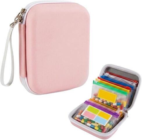 Weekly Pill Case Organizer, Reusable Pill Pouches Bag(NO Binder Clip) with 14 Colored Coded Bags & 16 Stickers, Waterpoof Travel Medicine Organizer for Fish Oils, Vitamins Supplement in Saudi Arabia