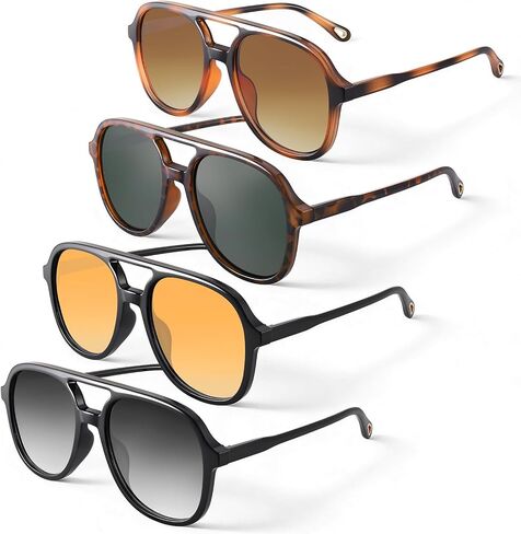 JATEBI 4 Pack Retro Polarized Aviator Sunglasses for Women Men Square Oversized Sunglasses 70s 80s Vintage UV Protection in Kuwait