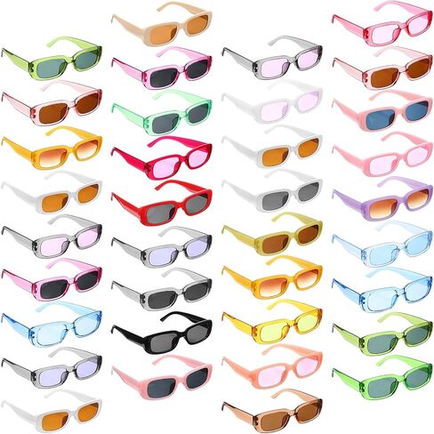 36 Pairs Retro Rectangle Sunglasses Bulk for Adult 90s Small Sun Glasses Colorful Vintage Sunglasses Bulk Square Frame Party Sunglass for Women Men Uniex Adults Eyewear Aesthetic Bachelorette Party in Saudi Arabia