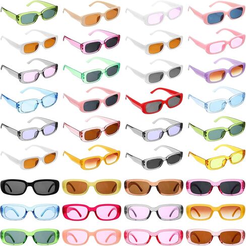 36 Pairs Retro Rectangle Sunglasses Bulk for Adult 90s Small Sun Glasses Colorful Vintage Sunglasses Bulk Square Frame Party Sunglass for Women Men Uniex Adults Eyewear Aesthetic Bachelorette Party in Saudi Arabia