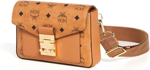 MCM Men's Millie Visetos Small Crossbody, Cognac, Brown, Print, One Size in Saudi Arabia
