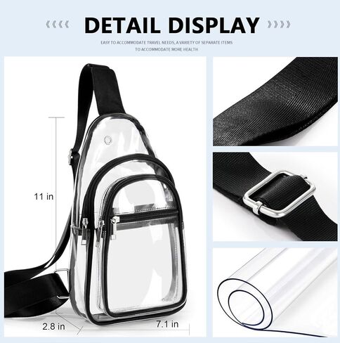 Clear Crossbody Bag Clear Bag for Stadium Events, Clear Purses for Women Men, Clear Sling Bag Clear Bag Stadium Approved in Saudi Arabia