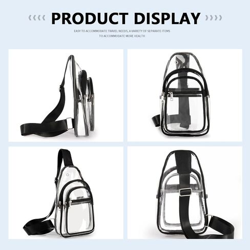 Clear Crossbody Bag Clear Bag for Stadium Events, Clear Purses for Women Men, Clear Sling Bag Clear Bag Stadium Approved in Saudi Arabia