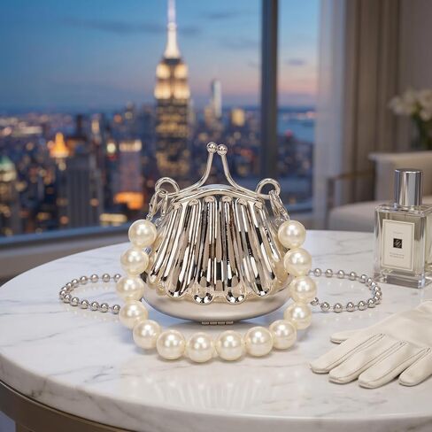 Mini Seashell Evening Bag, Metal Purse Crossbody Handbag for Girls, Women Shoulder Bag for Wedding Prom Party in Kuwait