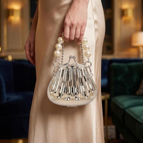 Mini Seashell Evening Bag, Metal Purse Crossbody Handbag for Girls, Women Shoulder Bag for Wedding Prom Party in Kuwait