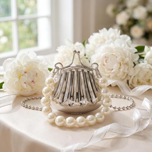 Mini Seashell Evening Bag, Metal Purse Crossbody Handbag for Girls, Women Shoulder Bag for Wedding Prom Party in Kuwait