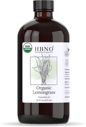 HBNO Organic Lemongrass Essential Oil - 16 oz (475ml) Large Size - Ideal for Shampoos, Conditioners, Mouth Washes, Face wash, Lotions, and Skin Care Products. in Kuwait