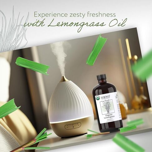 HBNO Organic Lemongrass Essential Oil - 16 oz (475ml) Large Size - Ideal for Shampoos, Conditioners, Mouth Washes, Face wash, Lotions, and Skin Care Products. in Kuwait