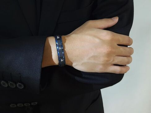 MEALGUET 2-Tone Black Blue Stainless Steel Freemasons Masonic Symbol Link Bracelet for MenBrother Mason Bracelet Gift for Men, Removal Link Tool in Kuwait