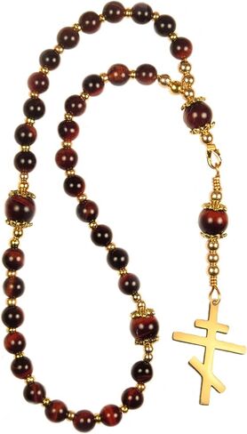 Handmade Orthodox Rosary Chotki, Red Tiger Eye, Stainless Steel Cross in Saudi Arabia