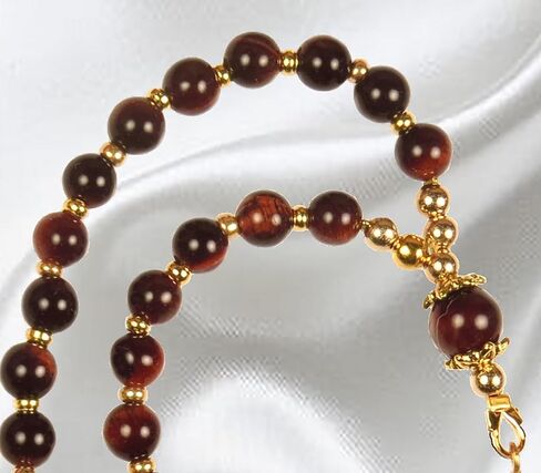 Handmade Orthodox Rosary Chotki, Red Tiger Eye, Stainless Steel Cross in Saudi Arabia