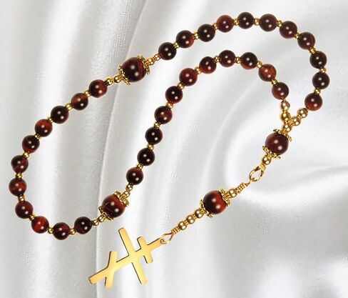 Handmade Orthodox Rosary Chotki, Red Tiger Eye, Stainless Steel Cross in Saudi Arabia
