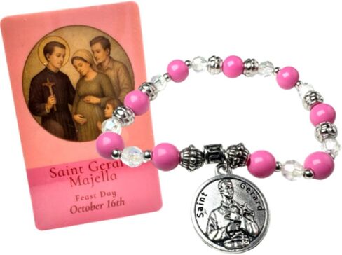Westmon Works St Gerard Bracelet Metal Glass and Acrylic Catholic Saint Jewelry with USA Made Laminated Holy Prayer Card in Kuwait
