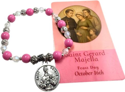 Westmon Works St Gerard Bracelet Metal Glass and Acrylic Catholic Saint Jewelry with USA Made Laminated Holy Prayer Card in Kuwait