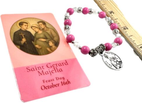 Westmon Works St Gerard Bracelet Metal Glass and Acrylic Catholic Saint Jewelry with USA Made Laminated Holy Prayer Card in Kuwait