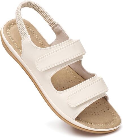Womens Flat Sandals Summer: Comfortable Elastic Ankle Strap Casual Sandal for Outdoor Daily Walking - Lightweight & Non-Slip for All-Day Comfort in Saudi Arabia