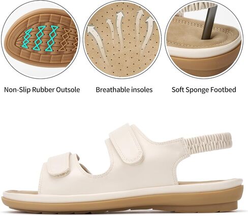 Womens Flat Sandals Summer: Comfortable Elastic Ankle Strap Casual Sandal for Outdoor Daily Walking - Lightweight & Non-Slip for All-Day Comfort in Kuwait