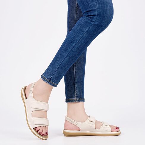 Womens Flat Sandals Summer: Comfortable Elastic Ankle Strap Casual Sandal for Outdoor Daily Walking - Lightweight & Non-Slip for All-Day Comfort in Kuwait