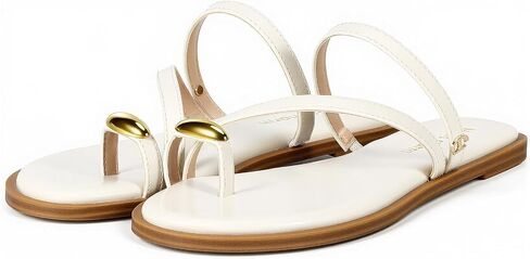 Women’s Flat Sandals Metal Toe Ring Slip On Sandals Round Open Toe Slide Sandals Flip Flop Thong Sandals Daily Casual Summer Beach Sandals Shoes in Kuwait