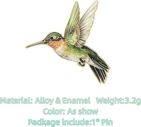 GAUEIOUR Green Hummingbird Enamel Brooch Pin, Cute Animal Bird Alloy Decorative Badge Lapel Pin Jewelry, Vintage Hummingbird Brooch for Jackets Sweaters Scarves Hats Bags in Saudi Arabia