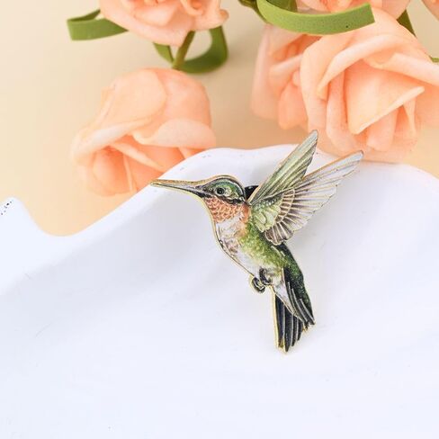 GAUEIOUR Green Hummingbird Enamel Brooch Pin, Cute Animal Bird Alloy Decorative Badge Lapel Pin Jewelry, Vintage Hummingbird Brooch for Jackets Sweaters Scarves Hats Bags in Saudi Arabia