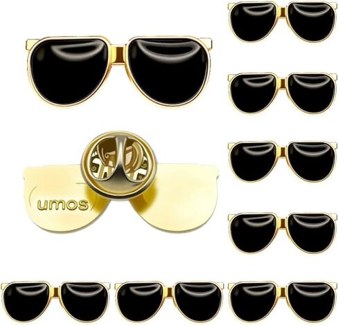 10/50/100pcs Classic Sunglasses Lapel Pin, Black Lens Metal Brooch Pin, Casual Stylish Sunglasses Badge for Jackets, Hats, Backpacks, Daily Decor & Unisex Gift in Kuwait