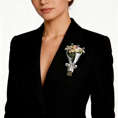 Flower Holder Brooch for Women Flower Bouquet Vase Pin Floral Corsage Pins for Wedding Prom Graduation Party Dress Accessories in Kuwait