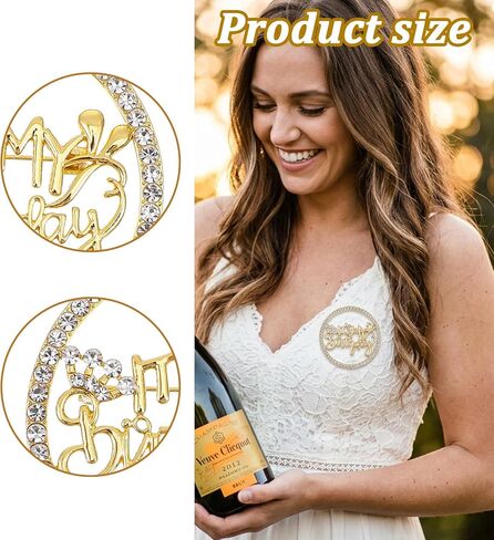 It's My Birthday Pin, Metal Rhinestone Queen Crown Birthday Pins for Women, Birthdays Badge Buttons for Women (Gold, 5.7cm) in Kuwait