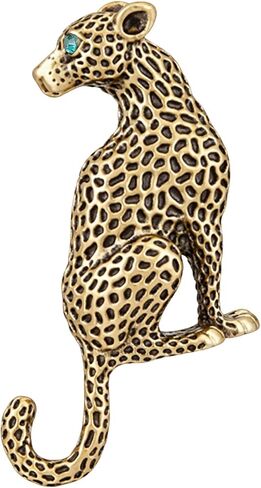 cobee Vintage Gold Faux Leopard Brooch Pin, Black Enamel Spotted Rhinestone Faux Animal Leopard Corsage Gothic Panther Corsage Pin for Men Women Suit Jacket Coat Lapel Decoration in Kuwait