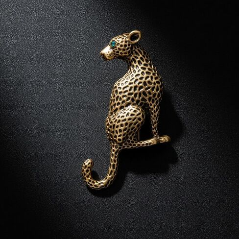 cobee Vintage Gold Faux Leopard Brooch Pin, Black Enamel Spotted Rhinestone Faux Animal Leopard Corsage Gothic Panther Corsage Pin for Men Women Suit Jacket Coat Lapel Decoration in Kuwait
