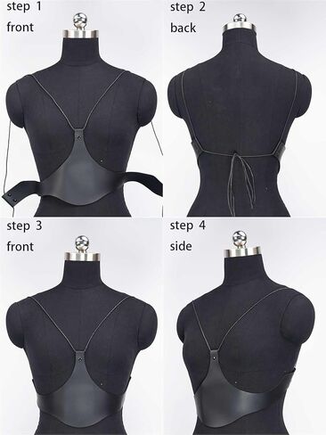 Women Faux Leather Harness, Black Adjustable Harness Top, Goth Punk Fashion Corset Waist Belt Accessory for Festival, Rave, Party, Stage Outfit(Bust 29.9-31.5in) in Saudi Arabia