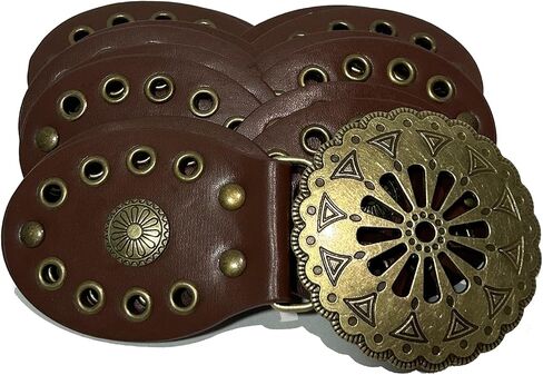Hollow Western Disc Belt Women's Boho Leather Belt Vintage Waist Belts for Dress Jeans in Kuwait