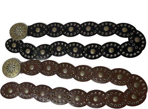 Hollow Western Disc Belt Women's Boho Leather Belt Vintage Waist Belts for Dress Jeans in Kuwait