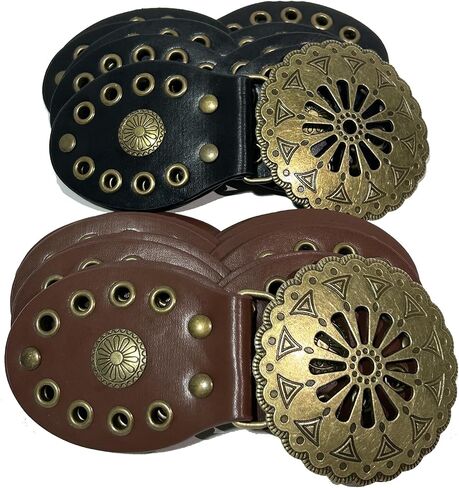 Hollow Western Disc Belt Women's Boho Leather Belt Vintage Waist Belts for Dress Jeans in Kuwait