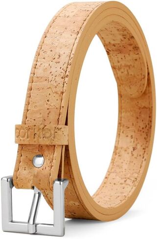 Corkor Women's Slim Belt 1" – Cork Strap with Gold or Silver Nickel-Free Buckle, Vegan, Lightweight, Eco-Conscious in Saudi Arabia
