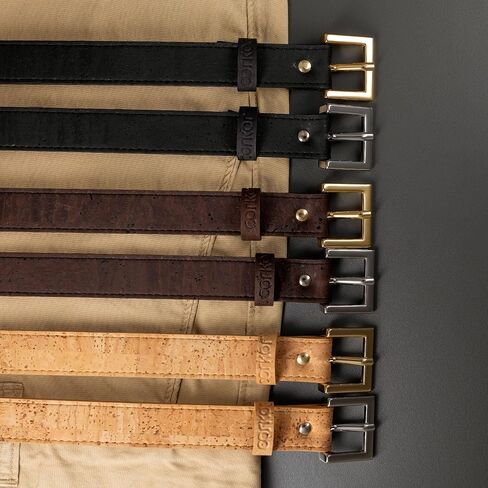 Corkor Women's Slim Belt 1" – Cork Strap with Gold or Silver Nickel-Free Buckle, Vegan, Lightweight, Eco-Conscious in Saudi Arabia