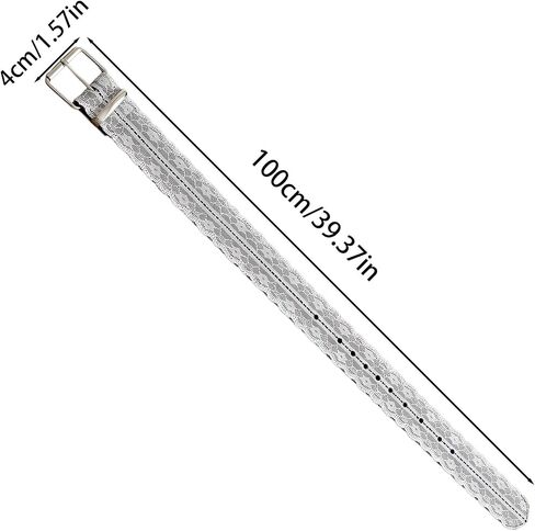 1 Womens White 1.5 Inch Wide Vintage Aesthetic Elegant Delicate Floral Lace Pattern Decorative Belt with Silver Buckle Trendy Fashion Adjustable Waist Belt for Dresses Pants in Saudi Arabia