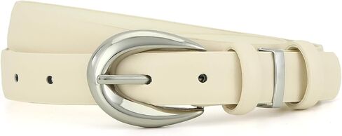 Women Fashion Belt for Jeans Dress Pants Ladies Skinny Faux Leather Belt with Gold Buckle in Saudi Arabia