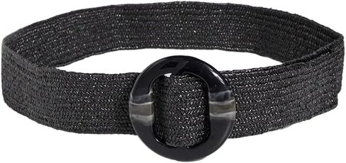 Straw Waist Belt Belt Women's Versatile Decorative Elastic Resin Buckle Woven Ladies in Saudi Arabia