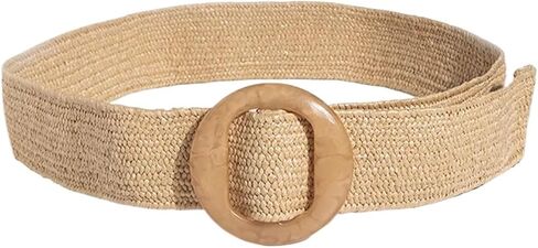 Straw Waist Belt Belt Women's Versatile Decorative Elastic Resin Buckle Woven Ladies in Saudi Arabia