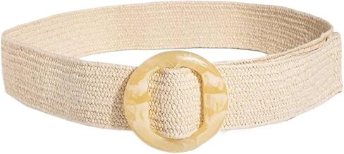 Straw Waist Belt Belt Women's Versatile Decorative Elastic Resin Buckle Woven Ladies in Saudi Arabia