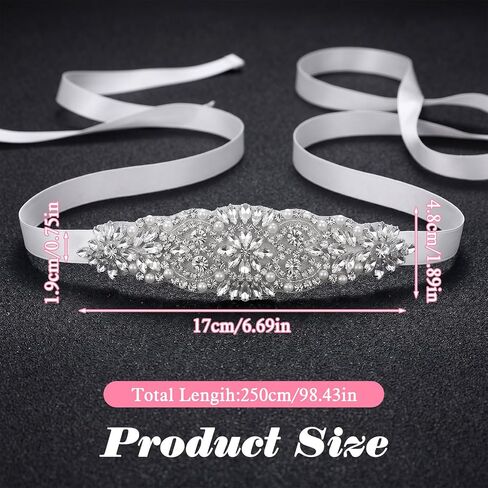 Bridal Belt Waist Belt for Dress Rhinestone Wedding Belts for Women Adjustable Waist Band, Sparkly Ribbon for Bridal Bridesmaid Dresses Special Occasion Prom Evening Dress in Saudi Arabia