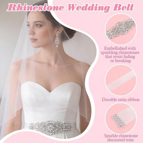 Bridal Belt Waist Belt for Dress Rhinestone Wedding Belts for Women Adjustable Waist Band, Sparkly Ribbon for Bridal Bridesmaid Dresses Special Occasion Prom Evening Dress in Saudi Arabia